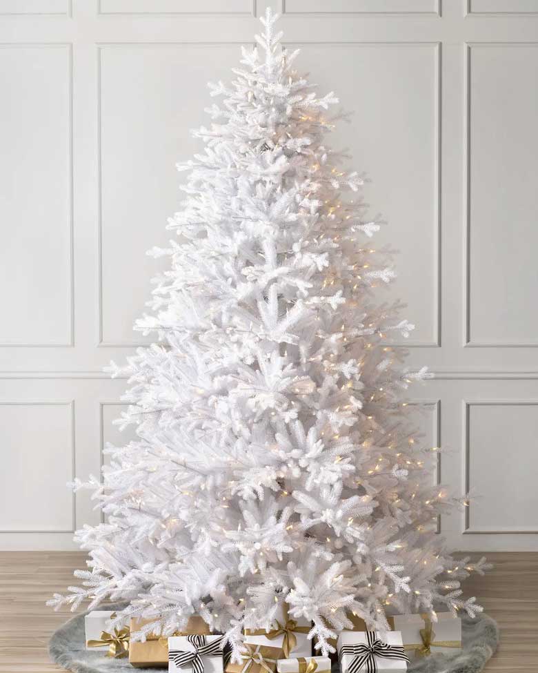 Artificial white Christmas tree with lights - available in multiple sizes