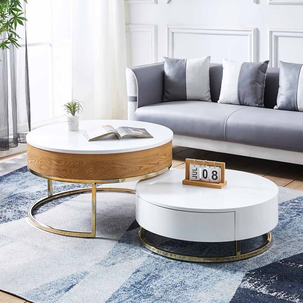 White nested coffee tables with storage for sale