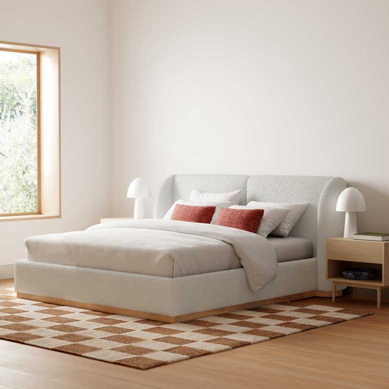 Wingback boucle bed for sale