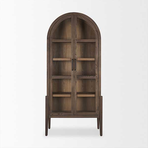 Wolfbert Two Toned Dark w/Light Wood Arched Curio Cabinet