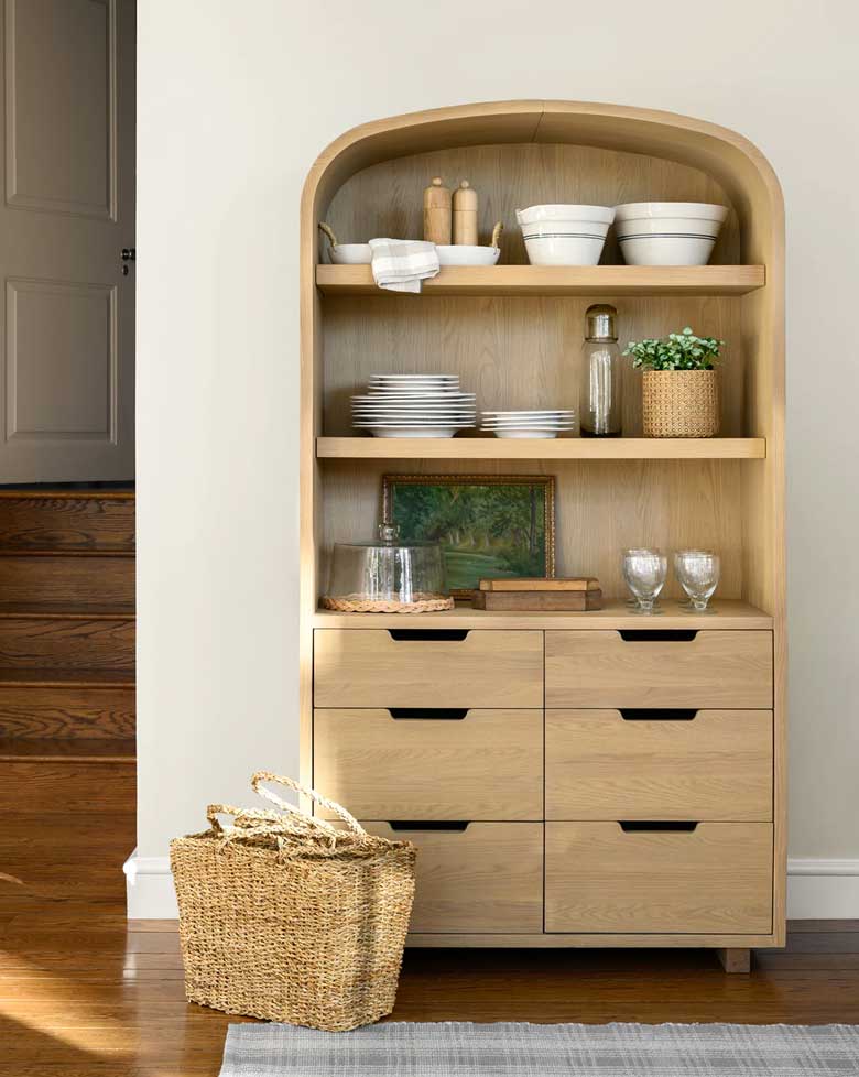 Wooden arched bookcase / cabinet perfect for dining room